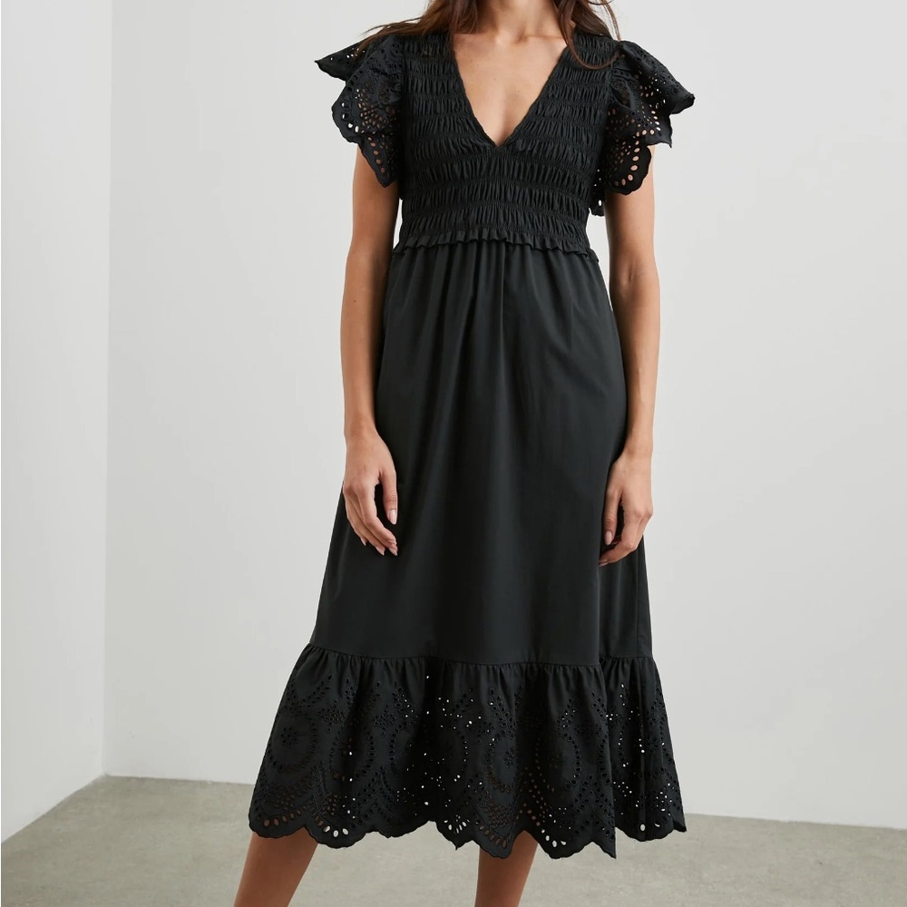 Rails Black Clementine Ruffled Tiered Midi Dress